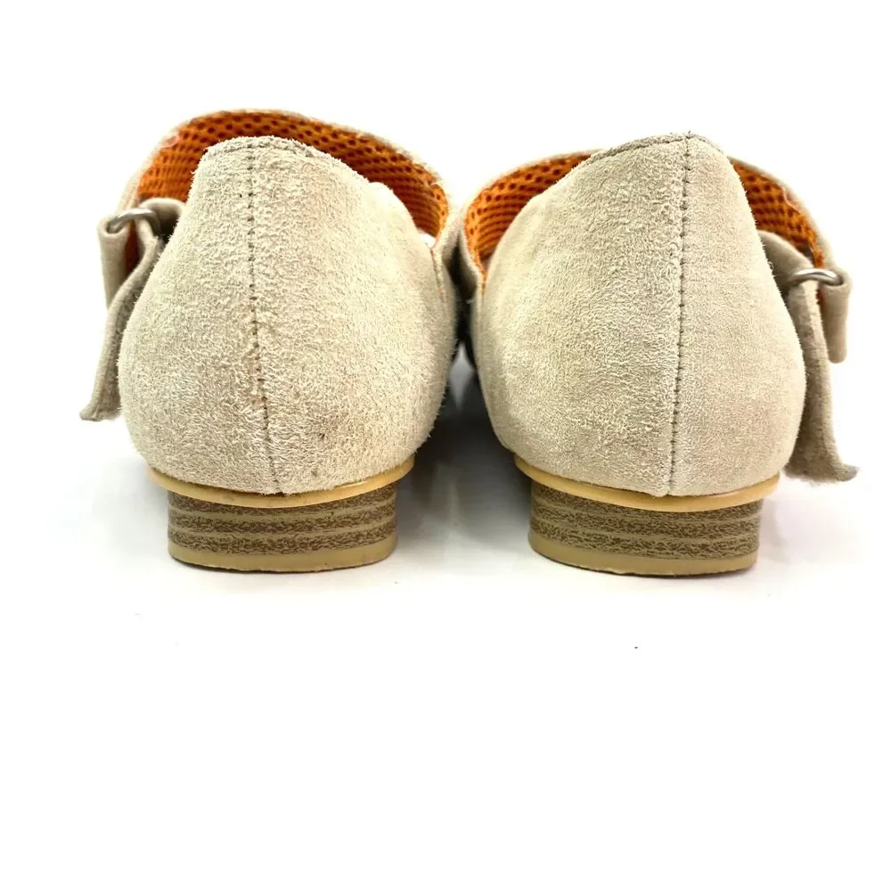 Rocket Dog Leather Nubuck Neutral Beige Loafer Flats Straps Pointed Toe Career